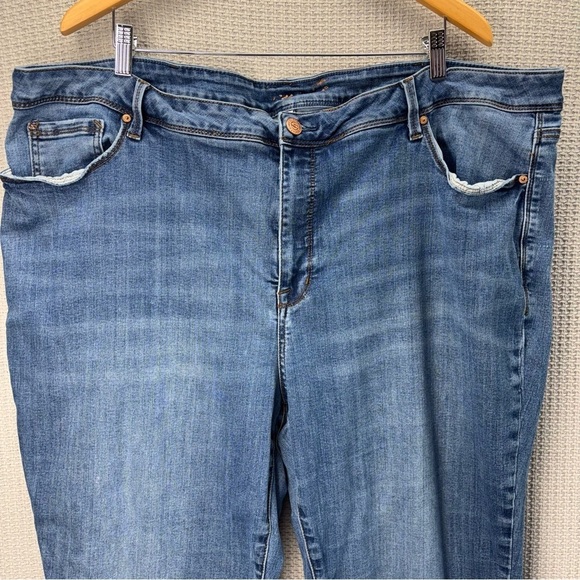 Seven7 Skinny Jeans Plus Size 28 Button Fly Raw Hem 46x27 Stretch Casual Logo - Picture 4 of 9